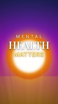 Mental Health Matters Animated Text with Glowing Warm Light on Purple Background (Vertical Video)