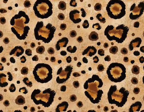 A seamless leopard print pattern ideal for wrapping materials, textile applications, and fabric design.