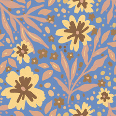 Fototapeta premium Hand Drawn Pastel Wildflower Pattern