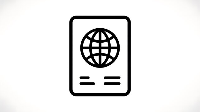 Simple black and white travel passport line icon