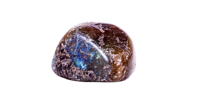 Labradorite mineral stone on white background close up