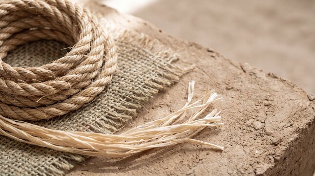 Banana fiber rope and woven biomaterial sample