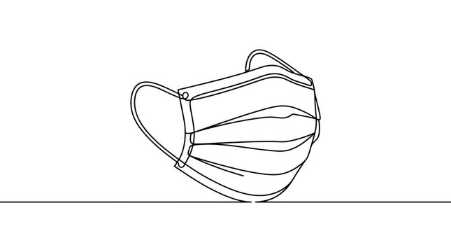 Line art of a protective medical face mask.