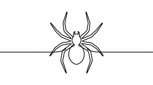 Single line drawing of a spider on white background