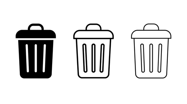 Trash can icon set isolated on transparent background