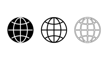 Obraz premium Globe icon set, world map symbols isolated on transparent background