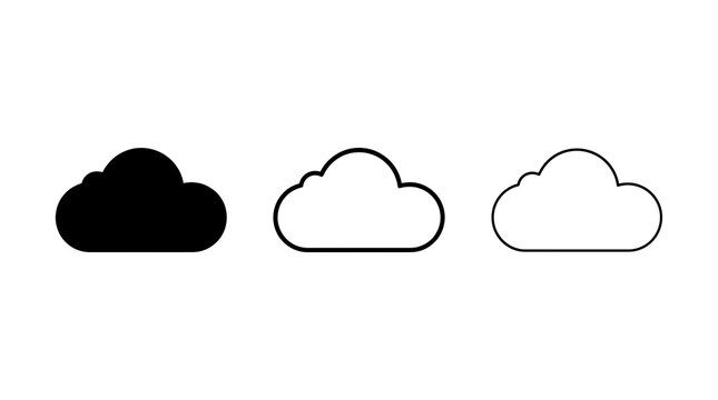 Cloud icon set, weather symbols isolated on transparent background