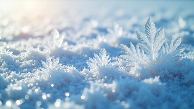 Frost Patterns on Frozen Surface with Copy Space