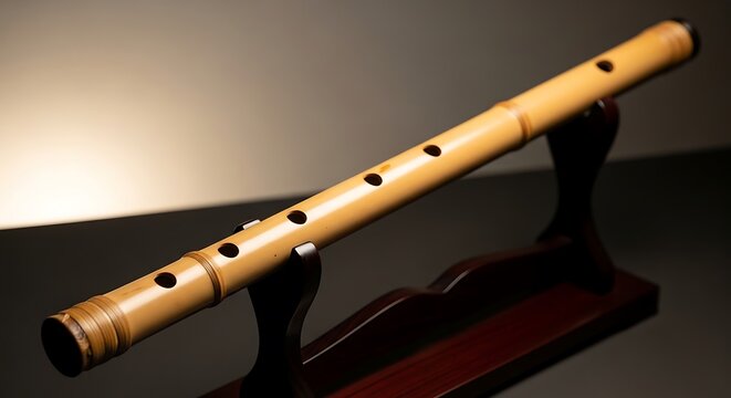 flute on a wooden background