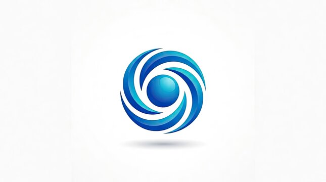 Abstract blue swirl vortex sphere logo design.