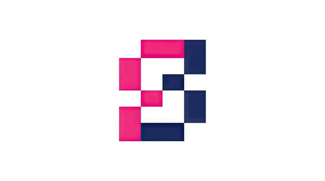 Abstract pixel letter B or S logo in pink.
