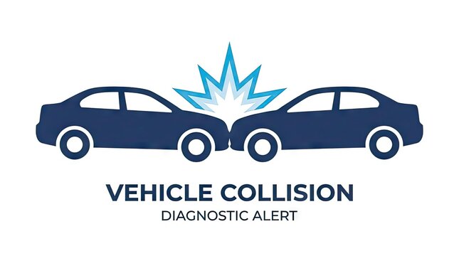 Car accident diagnostic alert and safety symbol.