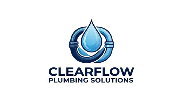 Clearflow plumbing solutions logo with water drop.