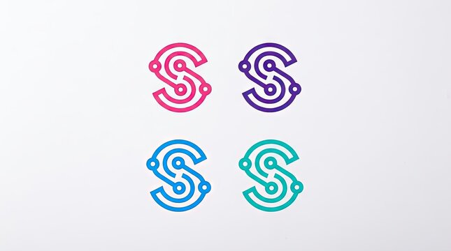 Modern letter S circuit logo design set.