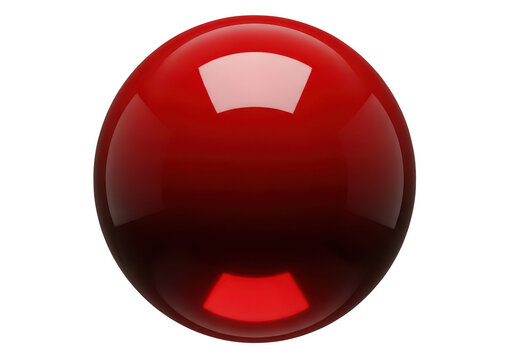 Shiny glossy red sphere icon isolated on transparent background