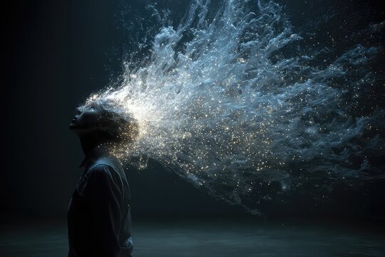 A burst of creative energy a persons head exploding