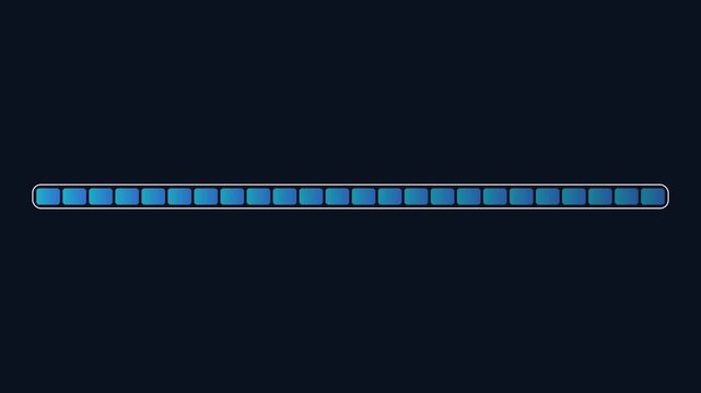 Futuristic loading bar animation, blue digital progress indicator on dark background, glowing tech status bar for gaming and software UI