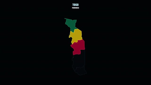 Togo Provinces Form National Outline on World Map
