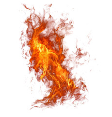 Obraz premium Isolated bright orange fire flame element with realistic smoke texture for design projects transparent background