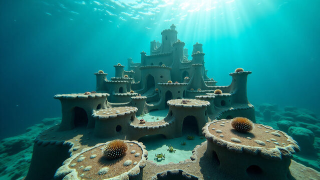 Underwater City Coral Structures Marine Life