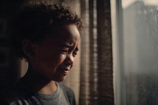 Child crying near the window
