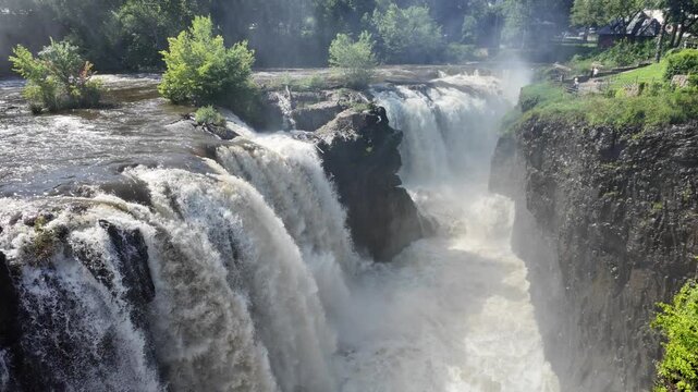 Powerful Paterson Great Falls Cascading into the Passaic River in New Jersey