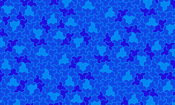 Aperiodic monotile mosaic pattern in shades of blue tessellation