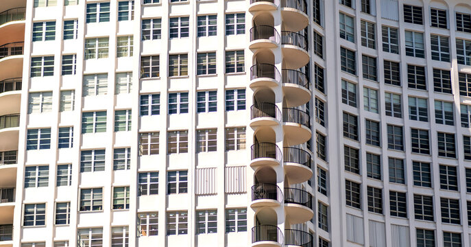 Apartment building with detail. Apartment hotel building. Residential building multistory architecture. Architectural exterior detail. City architecture. Hotel architecture. Modern apartment building
