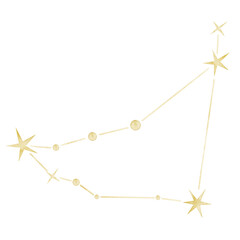 Capricorn watercolor constellation illustration on isolated background. Golden zodiac star map for astrology, horoscope, nursery decor, celestial collections and fantasy designs. © Alisles