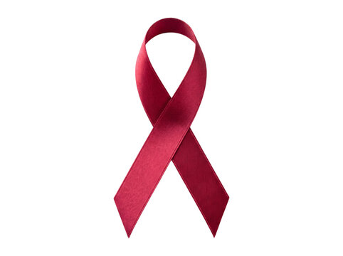 Burgundy awareness ribbon isolated on transparent background