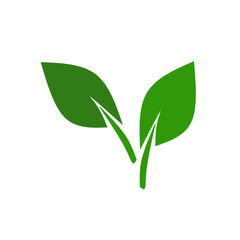 Fototapeta premium Minimalist green leaf icon vector illustration.