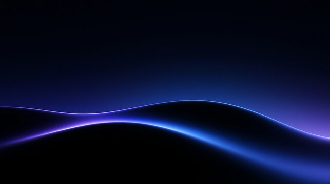 Abstract Glowing Blue Neon Wave Curve on Dark Background