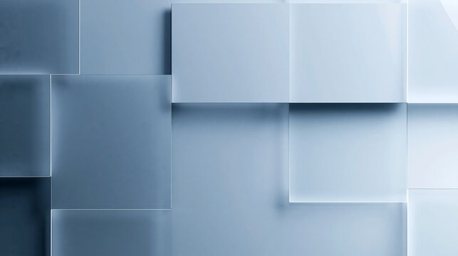 Abstract Geometric Background with Layered Frosted Glass Tiles