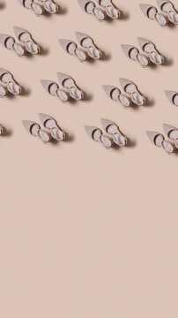 Many pairs of shoes placed neatly on a light background in a store display