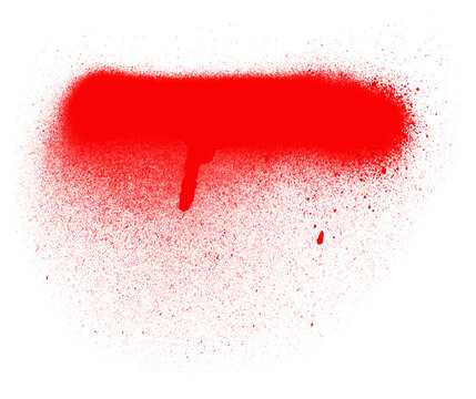 Isolated bright red spray paint texture with paint drips on white background transparent background