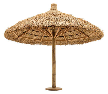 Natural Thatch Umbrella for Outdoor Relaxation and Shade.