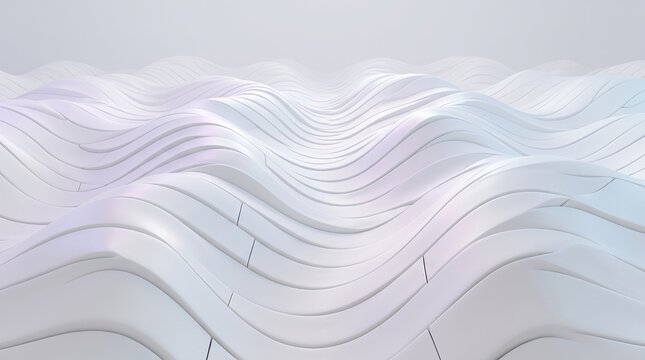 Abstract White Futuristic 3D Wavy Architectural Surface Pattern