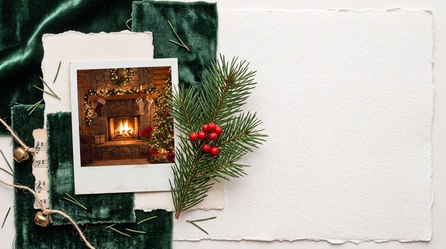 Christmas Card Mockup with Festive Decor and Copy Space