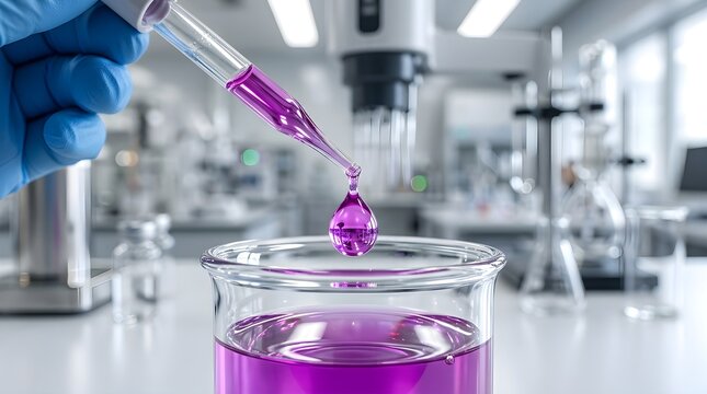 Scientific Hand Dropping Chemical In Beaker