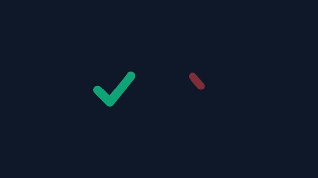 Green check mark and red cross sign icons on a dark blue background