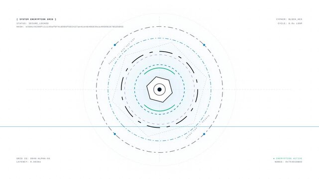 Abstract Isometric Cipher Grid Interface Design for Futuristic Technology and Digital Data System Analysis