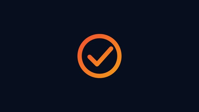 Orange check mark icon inside a circle on a dark blue background