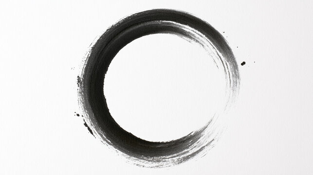 黒墨の一筆で描いた和風書道背景
