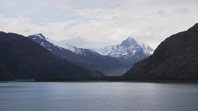 Antarctica Mountains Covered in Snow and Ice View From Cruise Ship. Tierra Del Fuego South America Argentina Beautiful Nature Landscape Remote.