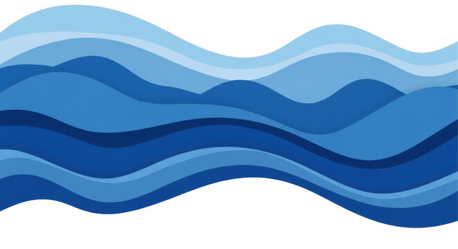 Blue abstract water waves pattern isolated on transparent background
