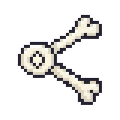 Fototapeta premium Pixel Art Bone Link Pivot Symbol Representing Connectivity and Biological Structure Elements in Digital Game Design Environments