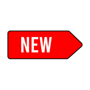 Red New Arrival Arrow Label Vector Icon Isolated on White Background
