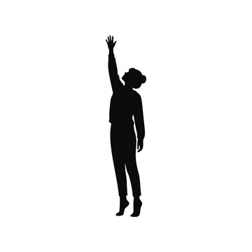 Silhouette of a woman reaching up while standing on her tiptoes