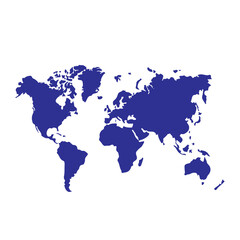 Blue World Map Silhouette Vector Isolated on White Background © Artistianminds