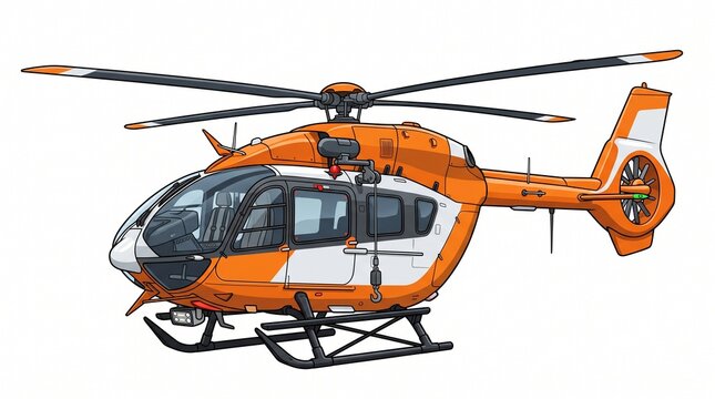 Helicopter Flying in the Sky During Emergency Rescue Mission, Aerial Aircraft Transportation and Aviation Concept with Rotor, Speed and Medical Assistance